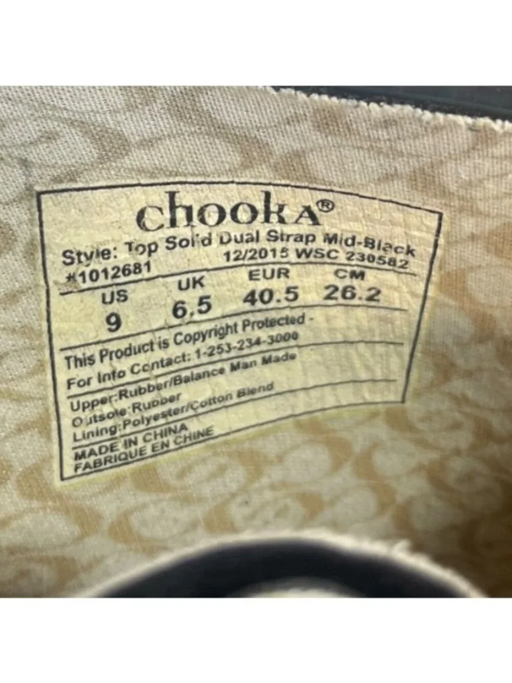 Chooka Womens Rubber Rain Boots Dual Adjustable Straps US Size 9 Black